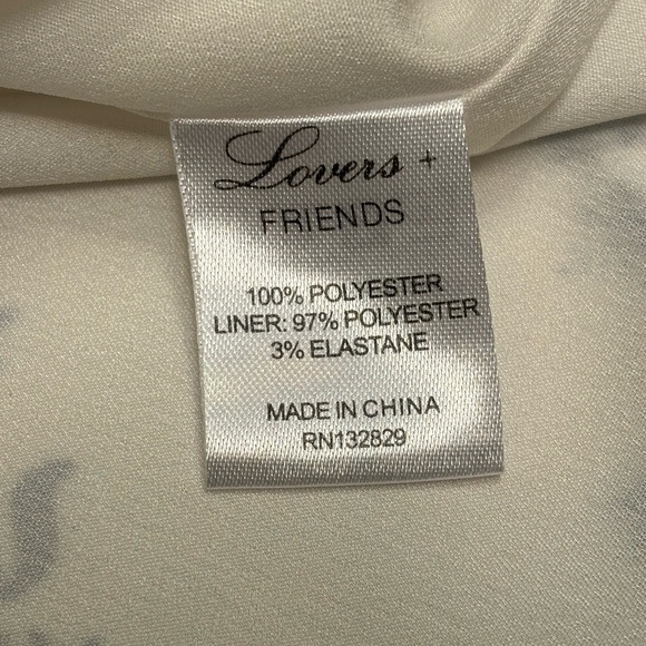 Lovers + Friends White and Blue Long sleeve ruffle shoulder cut out blouse, XS - Picture 7 of 7